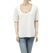 Anthropologie Pilcro Pointelle Scoop-Neck Tee Blouse Top