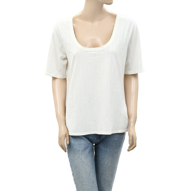 Anthropologie Pilcro Pointelle Scoop-Neck Tee Blouse Top