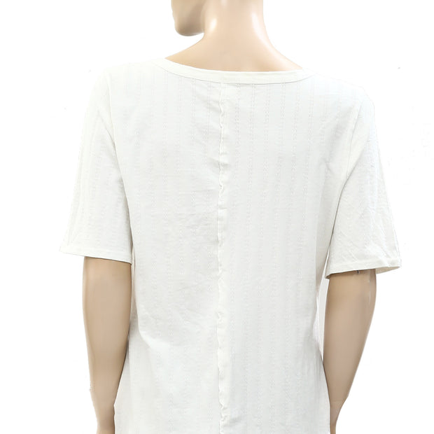 Anthropologie Pilcro Pointelle Scoop-Neck Tee Blouse Top