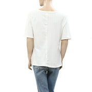 Anthropologie Pilcro Pointelle Scoop-Neck Tee Blouse Top