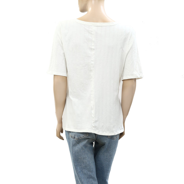 Anthropologie Pilcro Pointelle Scoop-Neck Tee Blouse Top