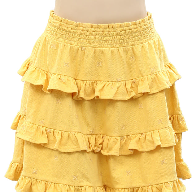 Superdry Floral Embroidered Smocked Mini Skirt S US-6