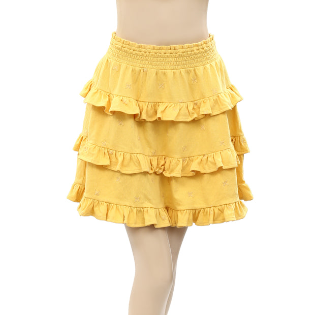 Superdry Floral Embroidered Smocked Mini Skirt S US-6