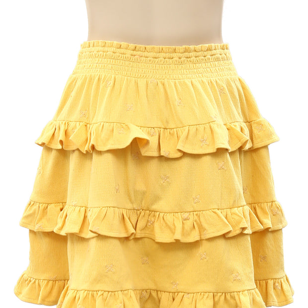 Superdry Floral Embroidered Smocked Mini Skirt S US-6