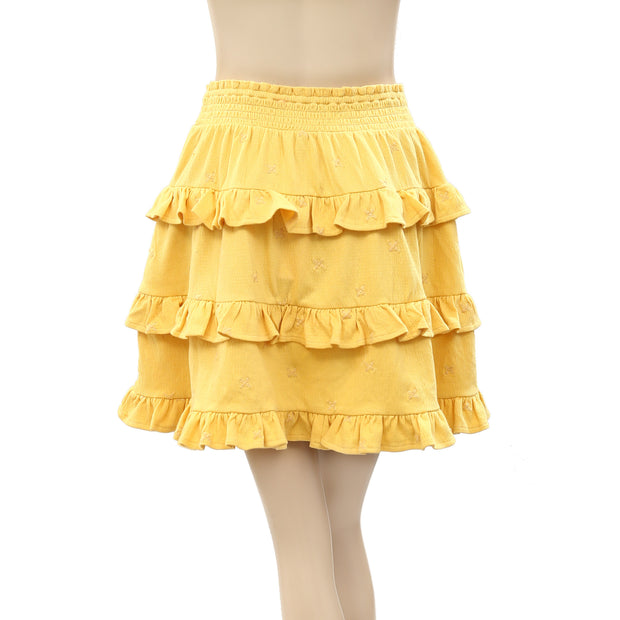 Superdry Floral Embroidered Smocked Mini Skirt S US-6
