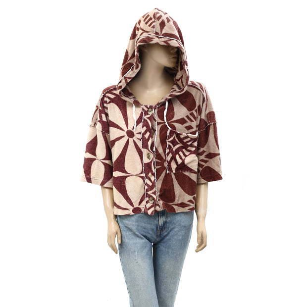 Free People We The Free Terry Cardi Hoodie Pullover Top L