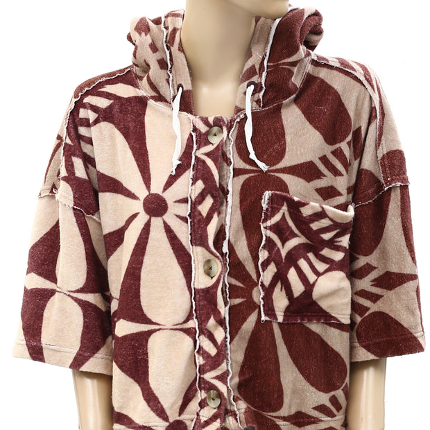 Free People We The Free Terry Cardi Hoodie Pullover Top L