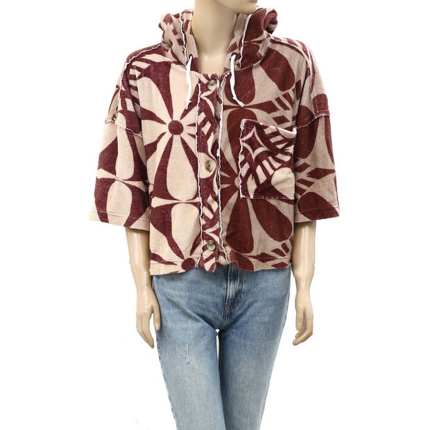Free People We The Free Terry Cardi Hoodie Pullover Top L