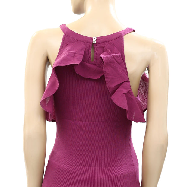 Maeve Anthropologie Ruffled Rib Halter Tank Blouse Top S