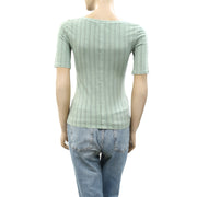 Anthropologie Pilcro Pointelle Scoop-Neck Tee Blouse Top