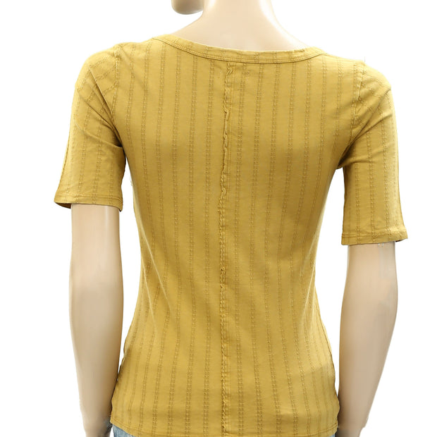 Anthropologie Pilcro Pointelle Scoop-Neck Tee Blouse Top