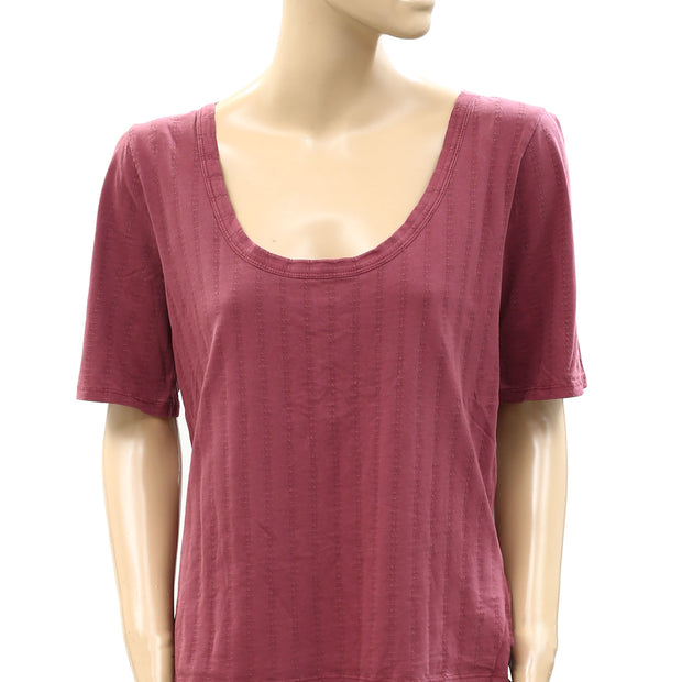 Anthropologie Pilcro Pointelle Scoop-Neck Tee Blouse Top