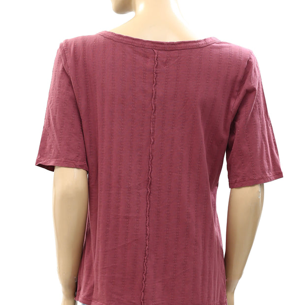 Anthropologie Pilcro Pointelle Scoop-Neck Tee Blouse Top