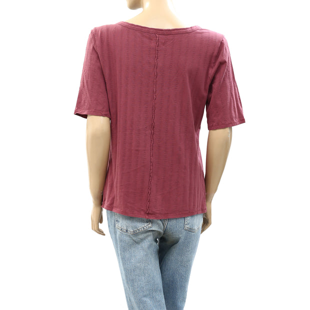 Anthropologie Pilcro Pointelle Scoop-Neck Tee Blouse Top