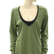 Pilcro Anthropologie Long-Sleeve Layered Ribbed Tee Blouse Top