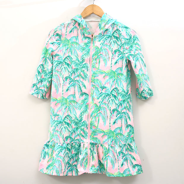 Lilly Pulitzer Kids Little Girl's Zip-Up Coverup Hoodie Dress L 8-10 YRS
