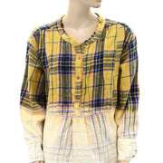 Free People We The Free Henley Plaid Tunic Top S