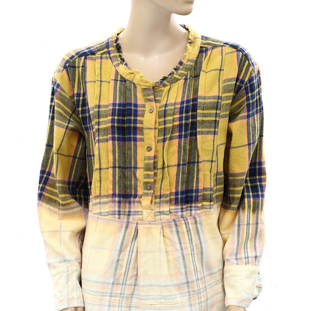 Free People We The Free Henley Plaid Tunic Top S