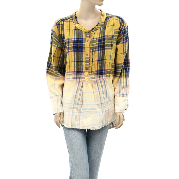 Free People We The Free Henley Plaid Tunic Top S