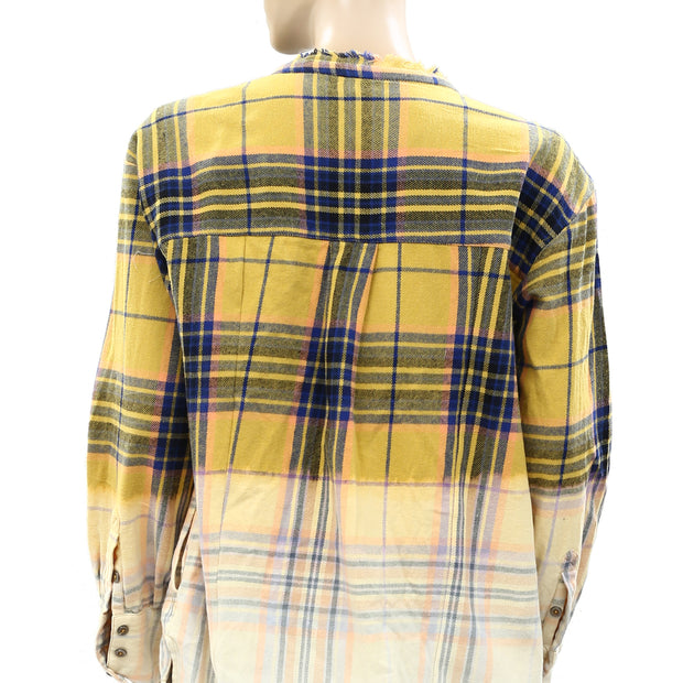 Free People We The Free Henley Plaid Tunic Top S