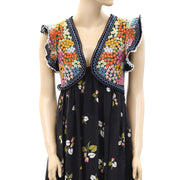 By Anthropologie Printed V-Neck Maxi Dress S