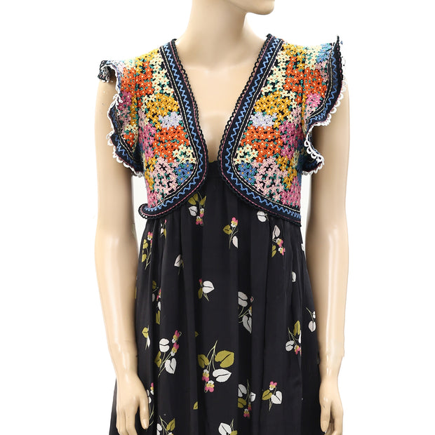 By Anthropologie Printed V-Neck Maxi Dress S