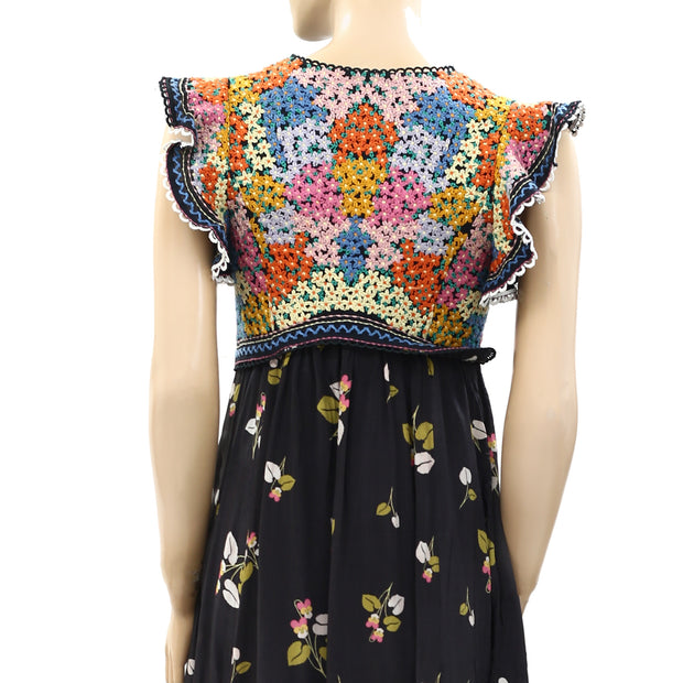 By Anthropologie Printed V-Neck Maxi Dress S