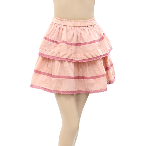Sea New York Lace Ruffle Tiered Mini Skirt XS