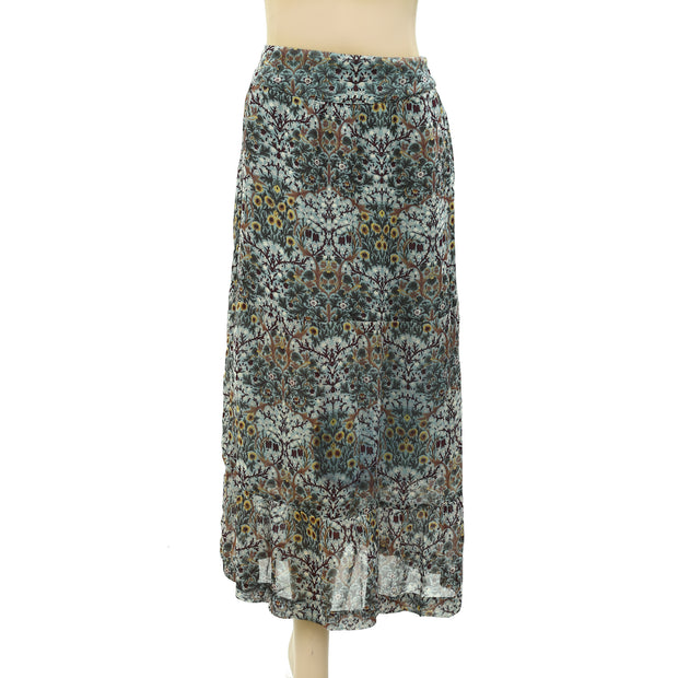 Ba&sh Floral Printed Midi Skirt XS