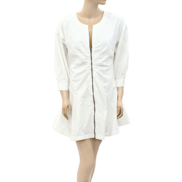 By Anthropologie Zipper Solid Mini Dress S-6