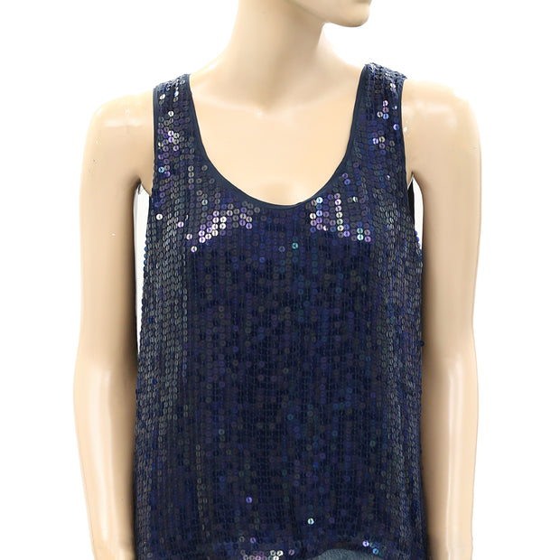 Velvet by Graham & Spencer Anthropologie Sequin Embellished Tank Top S