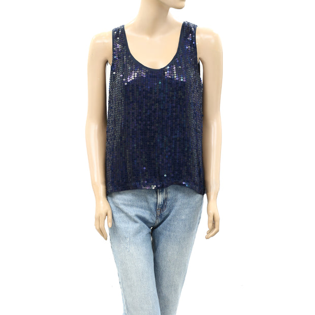 Velvet by Graham & Spencer Anthropologie Sequin Embellished Tank Top S
