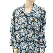 By Anthropologie Floral Printed Buttondown Shirt Tunic Top XL