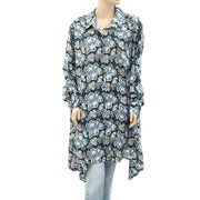 By Anthropologie Floral Printed Buttondown Shirt Tunic Top XL