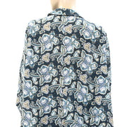 By Anthropologie Floral Printed Buttondown Shirt Tunic Top XL