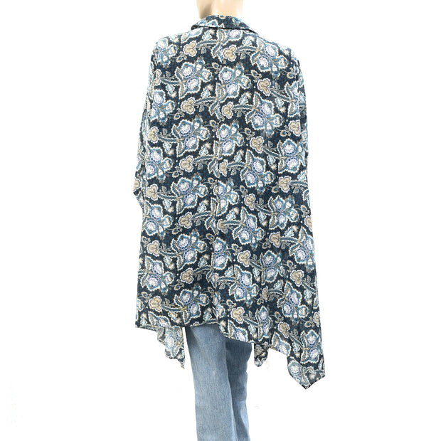 By Anthropologie Floral Printed Buttondown Shirt Tunic Top XL