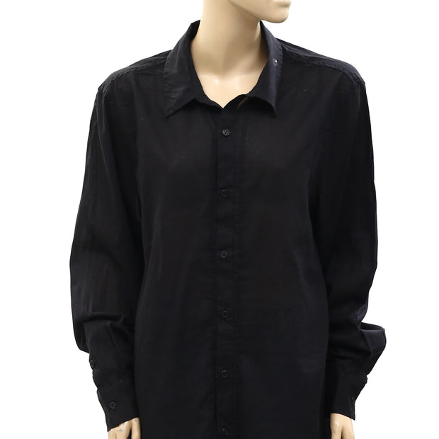 Nili Lotan Solid Buttondown Shirt Tunic Top L