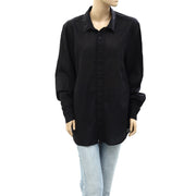 Nili Lotan Solid Buttondown Shirt Tunic Top L