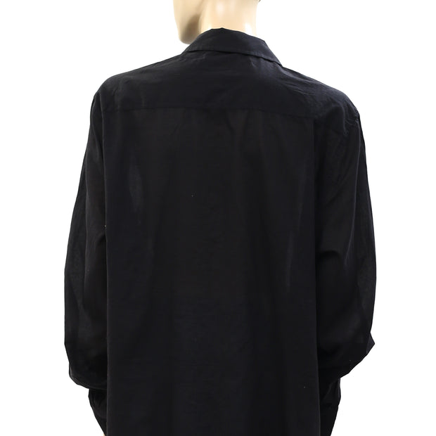 Nili Lotan Solid Buttondown Shirt Tunic Top L
