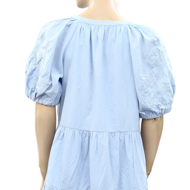 Velvet by Graham & Spencer Anthropologie Floral Embroidered Mini Dress S