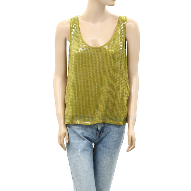 Velvet by Graham & Spencer Anthropologie Sequin Embellished Tank Top S