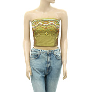 By Anthropologie Embroidered & Beaded Tube Blouse Top