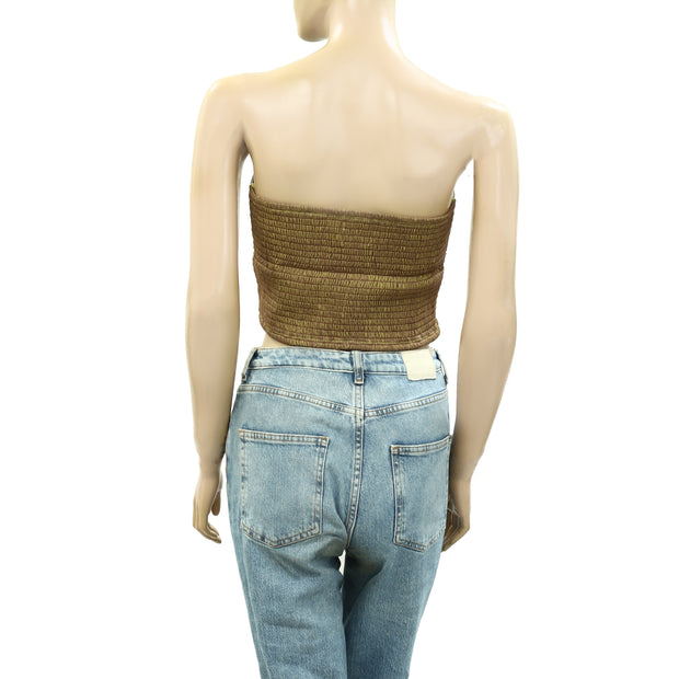 By Anthropologie Embroidered & Beaded Tube Blouse Top