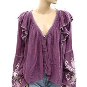 Free People FP One Rosewood Embroidered Tunic Top M