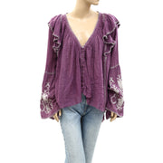 Free People FP One Rosewood Embroidered Tunic Top M