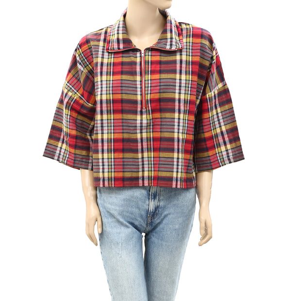 The Great Plaid Check Printed Blouse Top S