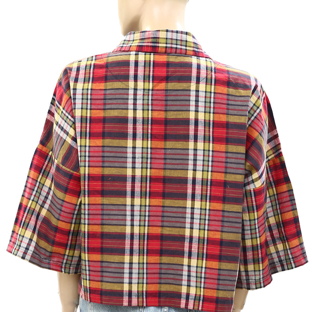 The Great Plaid Check Printed Blouse Top S
