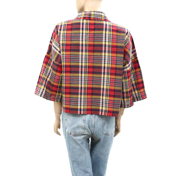 The Great Plaid Check Printed Blouse Top S