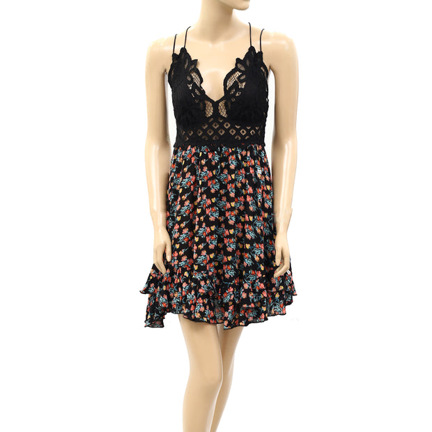 Free People FP One "Adella" Printed Slip Mini Dress M