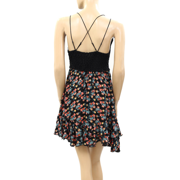 Free People FP One "Adella" Printed Slip Mini Dress M